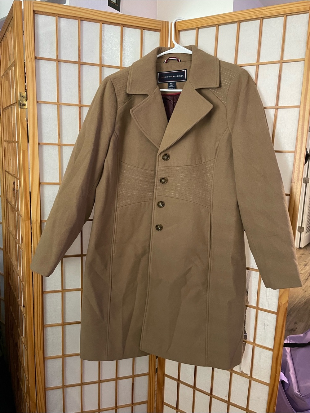 Tommy Hilfiger Men's Camel Button-Front Pea Coat